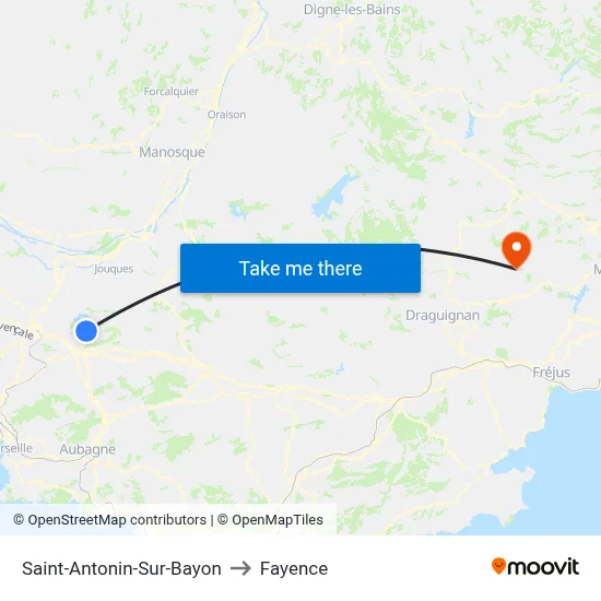 Saint-Antonin-Sur-Bayon to Fayence map