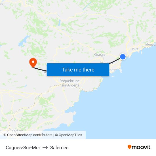 Cagnes-Sur-Mer to Salernes map