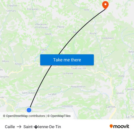 Caille to Saint-�Ienne-De-Tin map