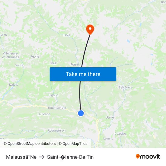 Malaussã¨Ne to Saint-�Ienne-De-Tin map