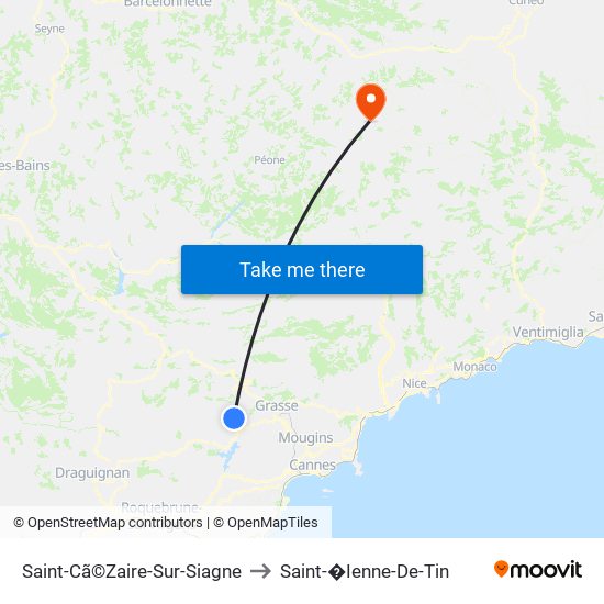 Saint-Cã©Zaire-Sur-Siagne to Saint-�Ienne-De-Tin map