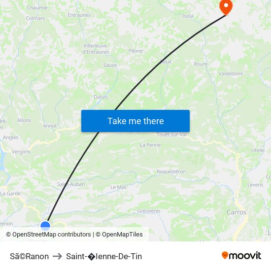 Sã©Ranon to Saint-�Ienne-De-Tin map