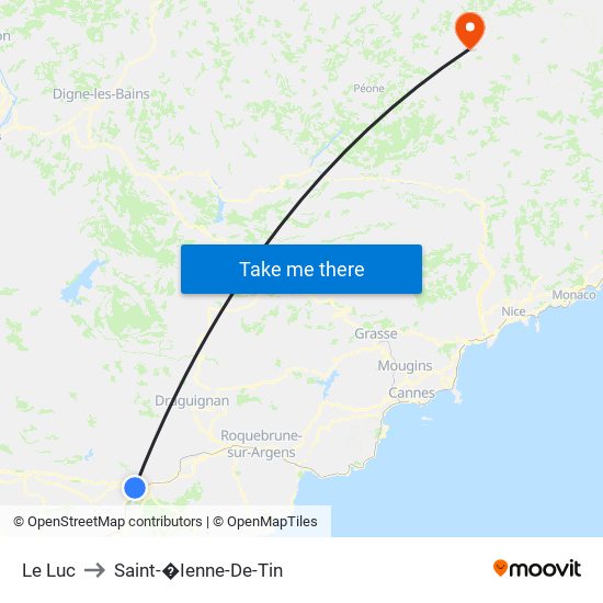 Le Luc to Saint-�Ienne-De-Tin map