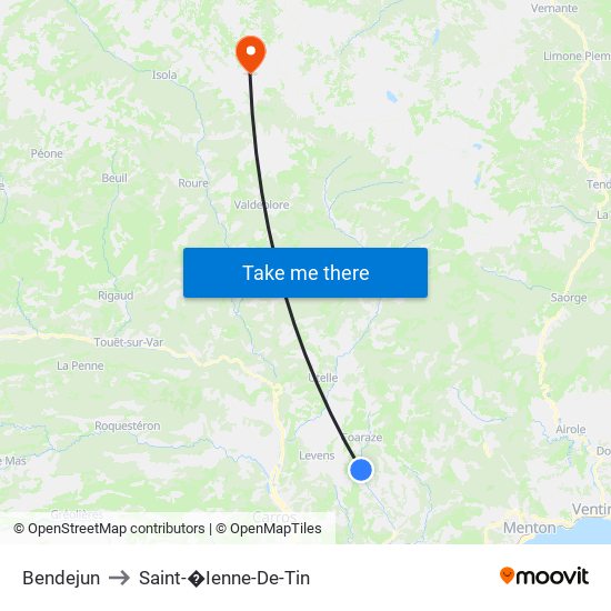 Bendejun to Saint-�Ienne-De-Tin map