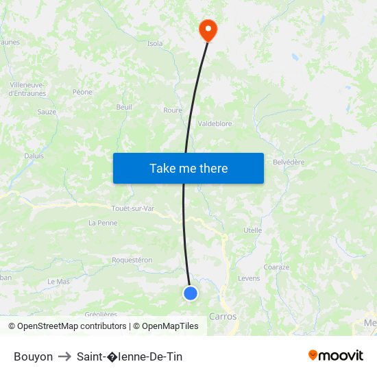 Bouyon to Saint-�Ienne-De-Tin map