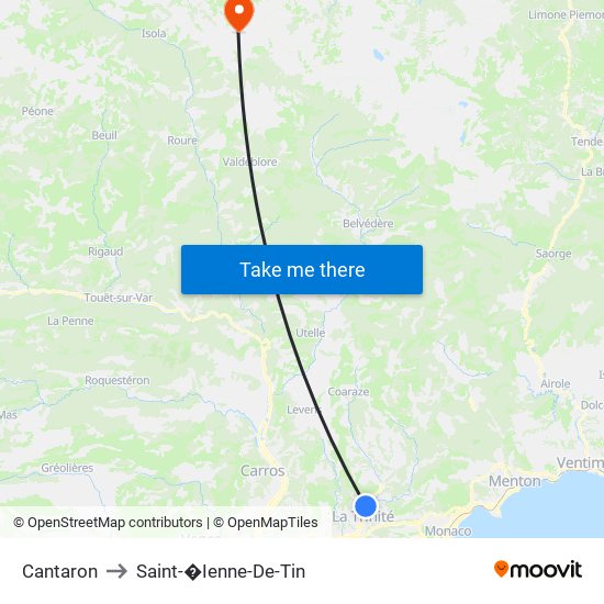 Cantaron to Saint-�Ienne-De-Tin map