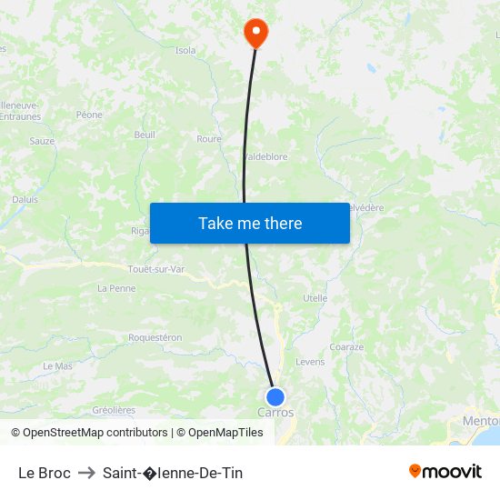 Le Broc to Saint-�Ienne-De-Tin map