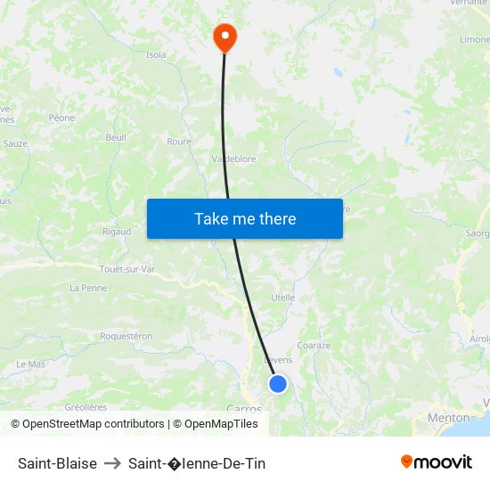 Saint-Blaise to Saint-�Ienne-De-Tin map