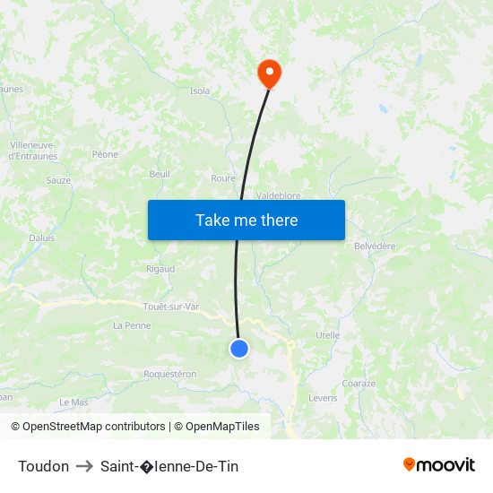 Toudon to Saint-�Ienne-De-Tin map