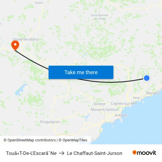 Touã«T-De-L'Escarã¨Ne to Le Chaffaut-Saint-Jurson map