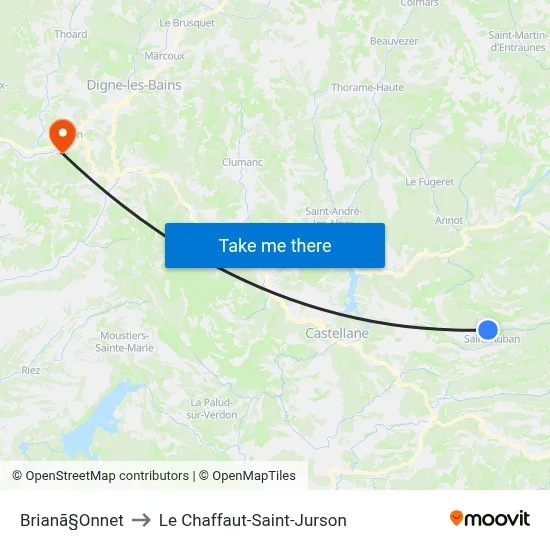 Brianã§Onnet to Le Chaffaut-Saint-Jurson map