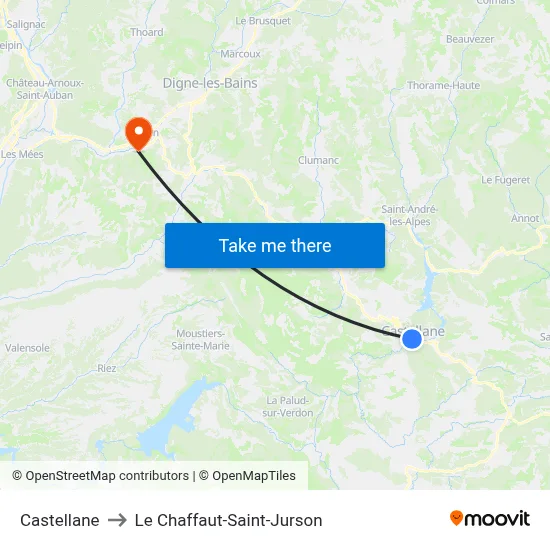 Castellane to Le Chaffaut-Saint-Jurson map