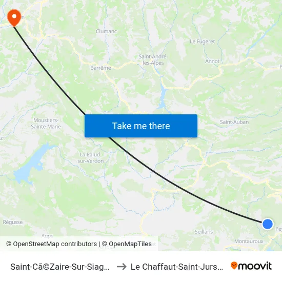 Saint-Cã©Zaire-Sur-Siagne to Le Chaffaut-Saint-Jurson map