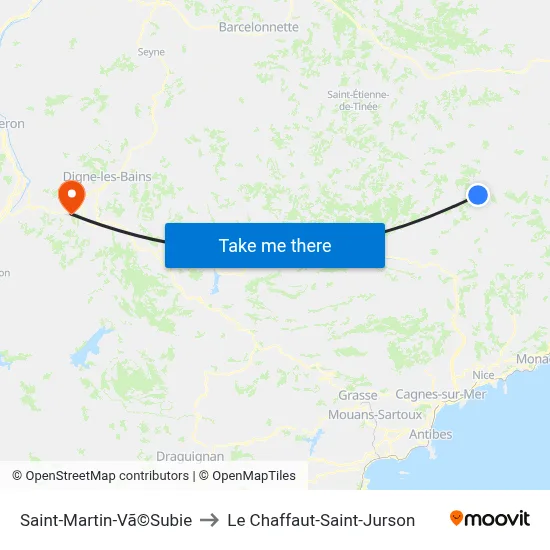 Saint-Martin-Vã©Subie to Le Chaffaut-Saint-Jurson map