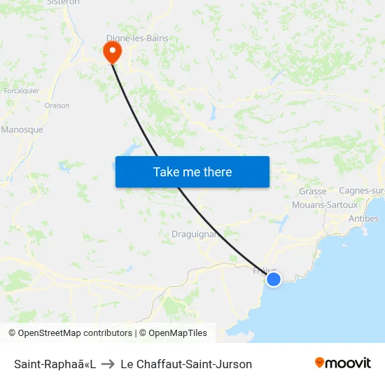 Saint-Raphaã«L to Le Chaffaut-Saint-Jurson map