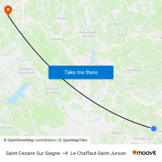 Saint Cezaire Sur Siagne to Le Chaffaut-Saint-Jurson map