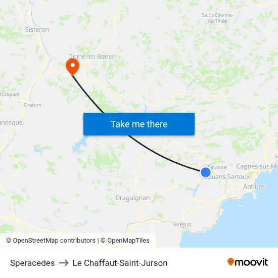 Speracedes to Le Chaffaut-Saint-Jurson map