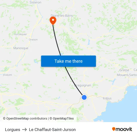 Lorgues to Le Chaffaut-Saint-Jurson map