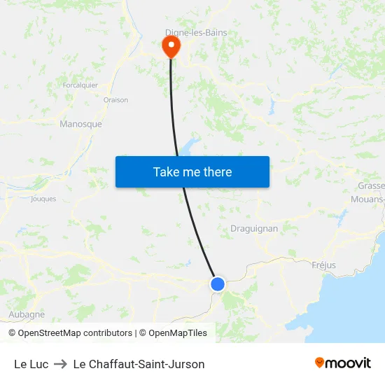 Le Luc to Le Chaffaut-Saint-Jurson map