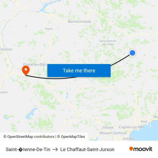Saint-�Ienne-De-Tin to Le Chaffaut-Saint-Jurson map