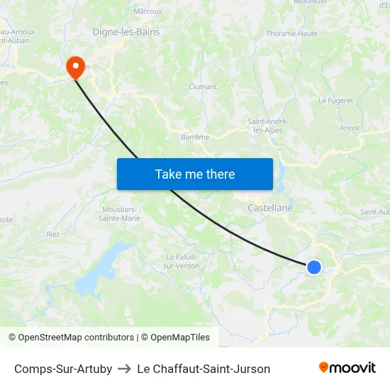 Comps-Sur-Artuby to Le Chaffaut-Saint-Jurson map