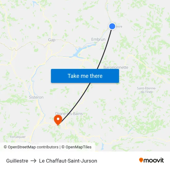 Guillestre to Le Chaffaut-Saint-Jurson map