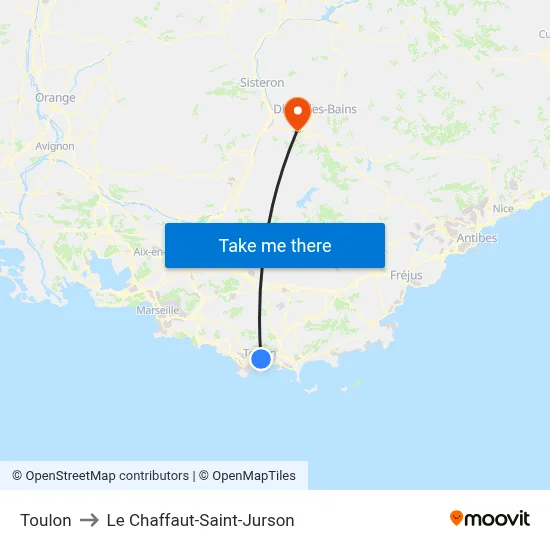Toulon to Le Chaffaut-Saint-Jurson map