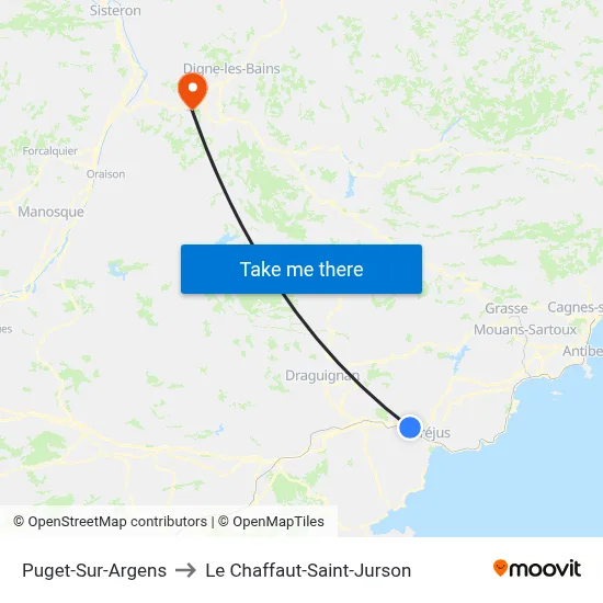 Puget-Sur-Argens to Le Chaffaut-Saint-Jurson map