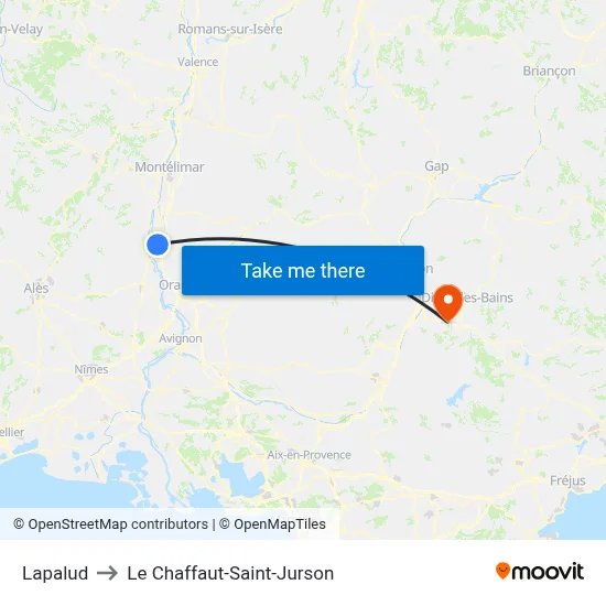 Lapalud to Le Chaffaut-Saint-Jurson map