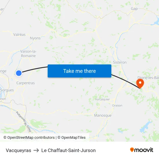 Vacqueyras to Le Chaffaut-Saint-Jurson map