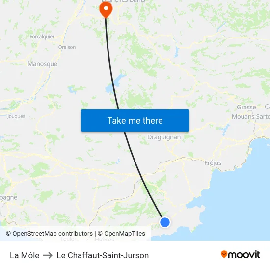 La Môle to Le Chaffaut-Saint-Jurson map