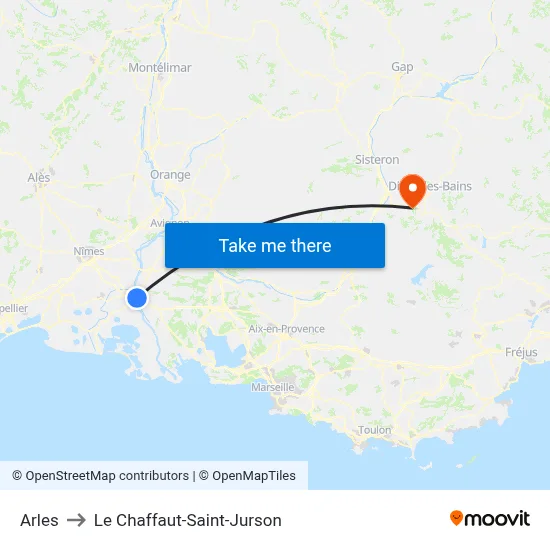 Arles to Le Chaffaut-Saint-Jurson map