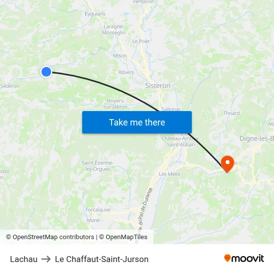 Lachau to Le Chaffaut-Saint-Jurson map