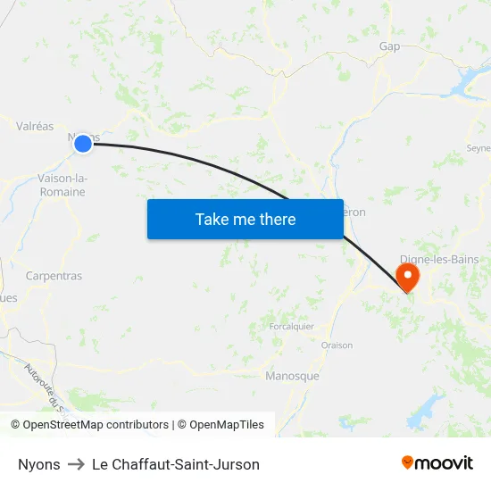 Nyons to Le Chaffaut-Saint-Jurson map