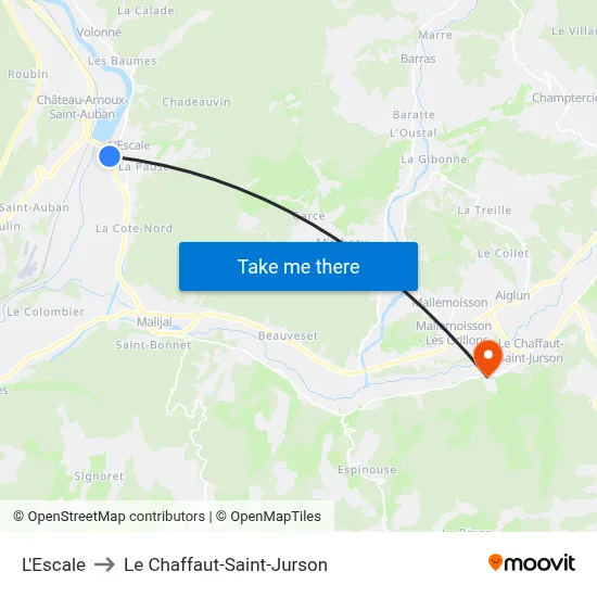 L'Escale to Le Chaffaut-Saint-Jurson map