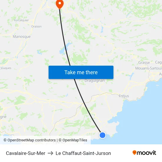 Cavalaire-Sur-Mer to Le Chaffaut-Saint-Jurson map