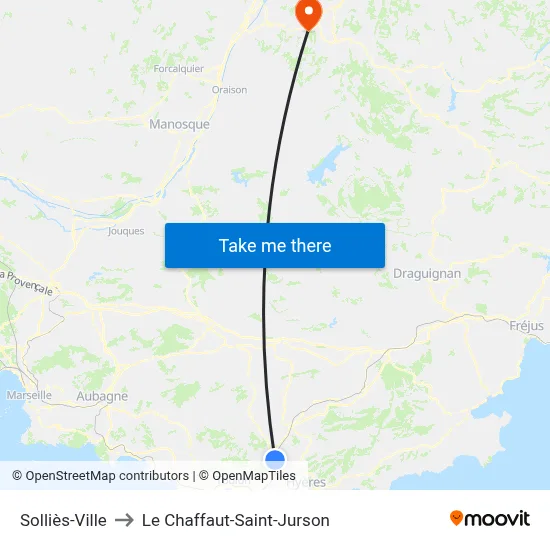Solliès-Ville to Le Chaffaut-Saint-Jurson map