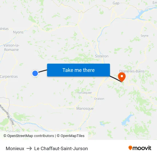 Monieux to Le Chaffaut-Saint-Jurson map