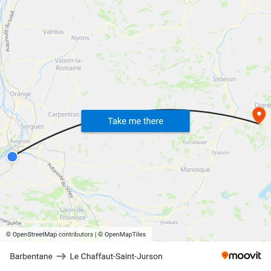Barbentane to Le Chaffaut-Saint-Jurson map