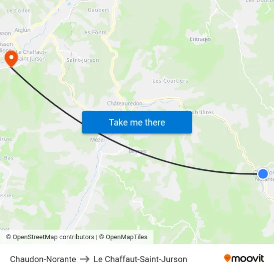 Chaudon-Norante to Le Chaffaut-Saint-Jurson map