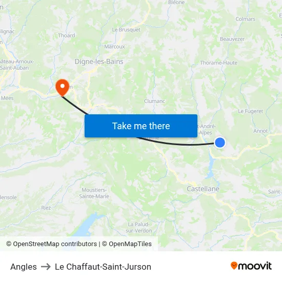 Angles to Le Chaffaut-Saint-Jurson map