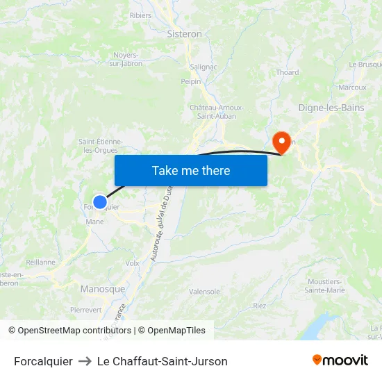 Forcalquier to Le Chaffaut-Saint-Jurson map