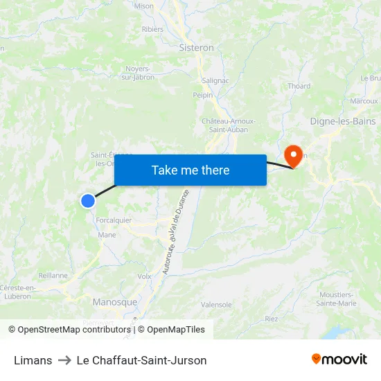 Limans to Le Chaffaut-Saint-Jurson map
