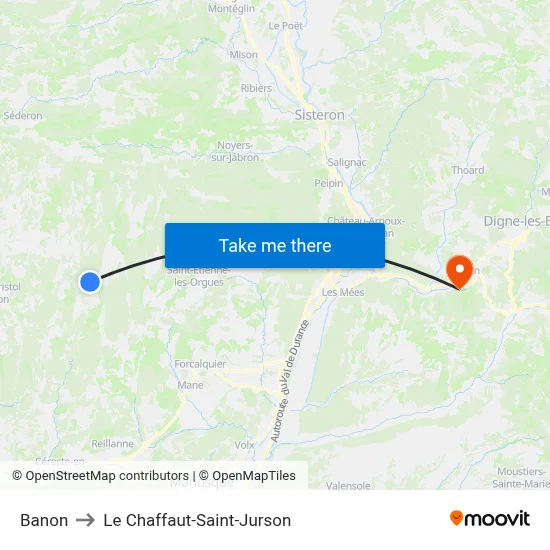 Banon to Le Chaffaut-Saint-Jurson map