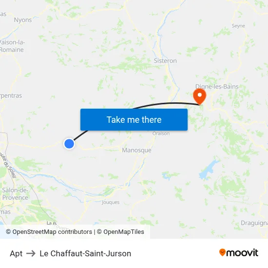 Apt to Le Chaffaut-Saint-Jurson map
