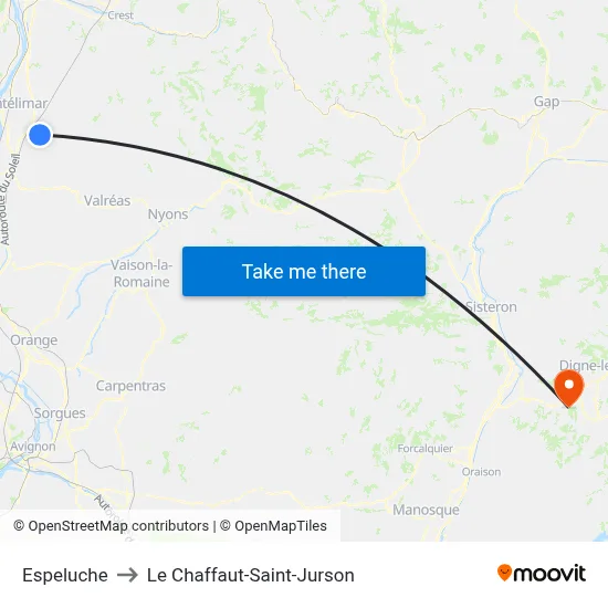 Espeluche to Le Chaffaut-Saint-Jurson map