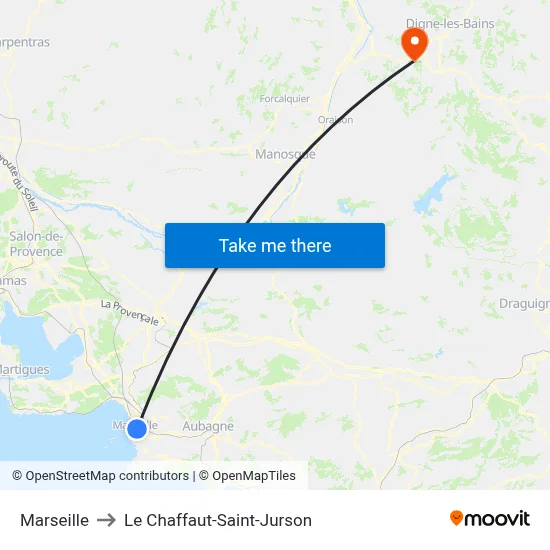 Marseille to Le Chaffaut-Saint-Jurson map