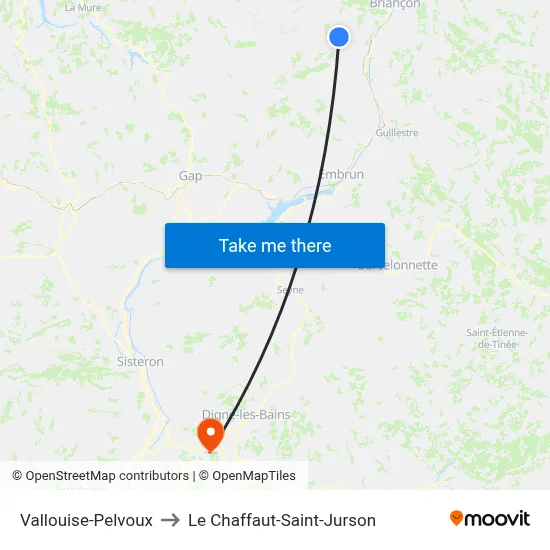 Vallouise-Pelvoux to Le Chaffaut-Saint-Jurson map