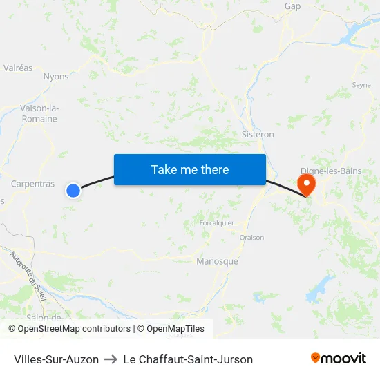 Villes-Sur-Auzon to Le Chaffaut-Saint-Jurson map