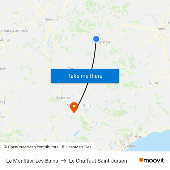 Le Monêtier-Les-Bains to Le Chaffaut-Saint-Jurson map